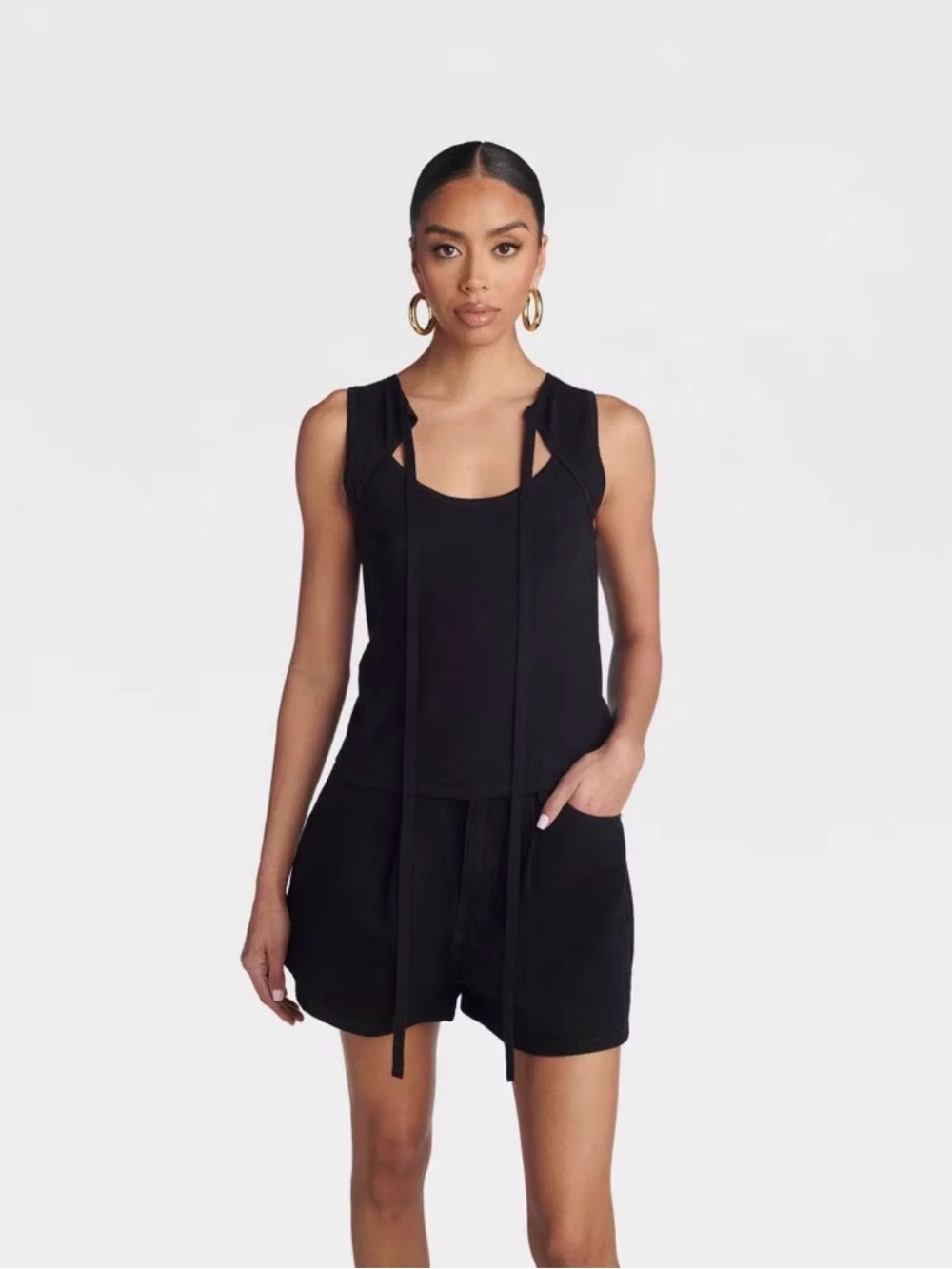 KBB by Kahlana Black Sleeveless Tie Tank